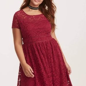 Torrid pink lace skater dress